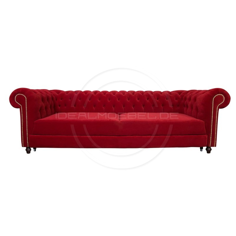 Chesterfield SchlafSofa Canon Relax 4 Sitzer Samt | IdealMoebel.de