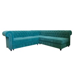 Chesterfield Ecksofa mit Schlaffunktion und Stauraum, Samt Canon Relax 230x260