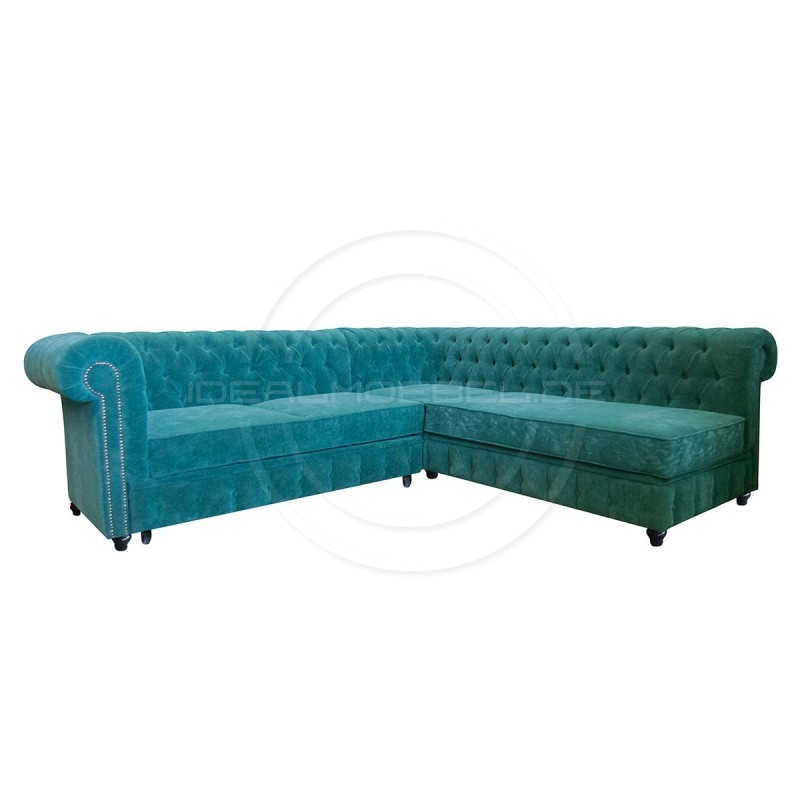 Chesterfield Ecksofa mit Schlaffunktion und Stauraum, Samt Canon Relax 230x260