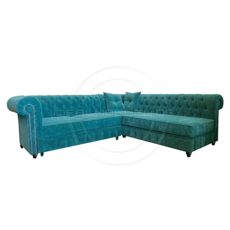 Chesterfield Ecksofa mit Schlaffunktion und Stauraum, Samt Canon Relax 230x260