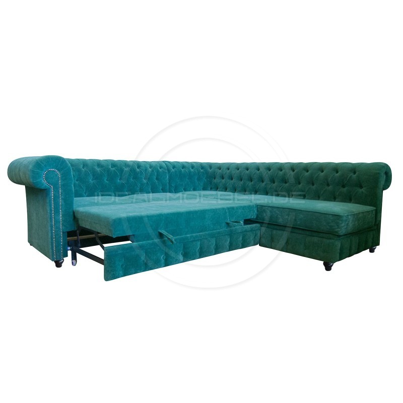 Chesterfield Ecksofa mit Schlaffunktion und Stauraum, Samt Canon Relax 230x260