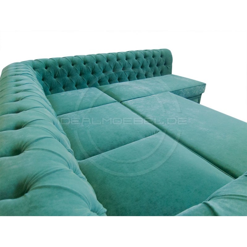 Chesterfield Ecksofa mit Schlaffunktion und Stauraum, Samt Canon Relax 230x260