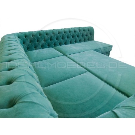 Chesterfield Ecksofa mit Schlaffunktion und Stauraum, Samt Canon Relax 230x260